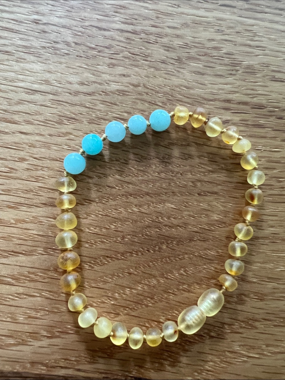 Canyon Leaf Raw Honey Baltic Amber + Amazonite Anklet or Bracelet